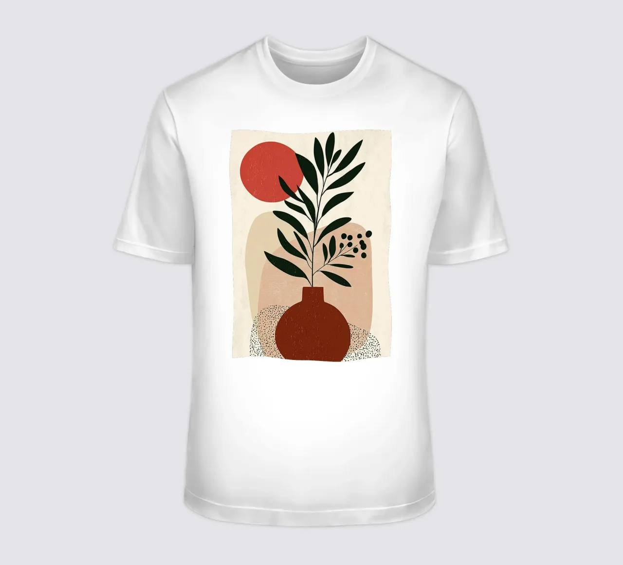Boho botanico astratto - Toni della terra e sole rosso t-shirt da vintagepod