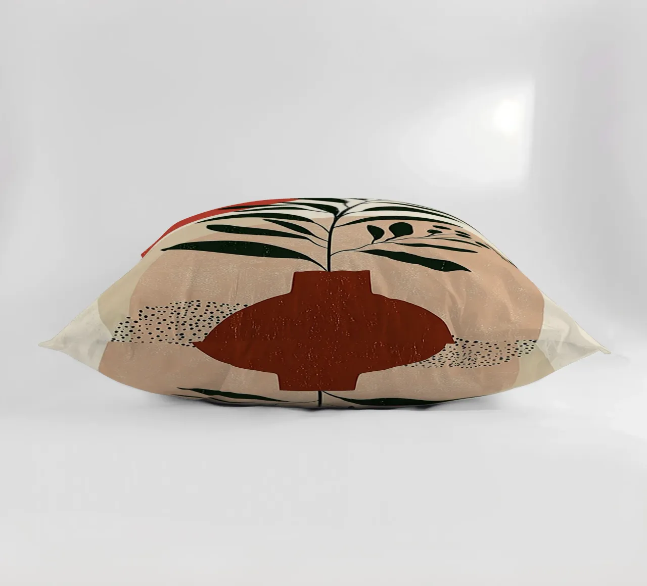 Boho botanico astratto - Toni della terra e sole rosso cuscino da vintagepod