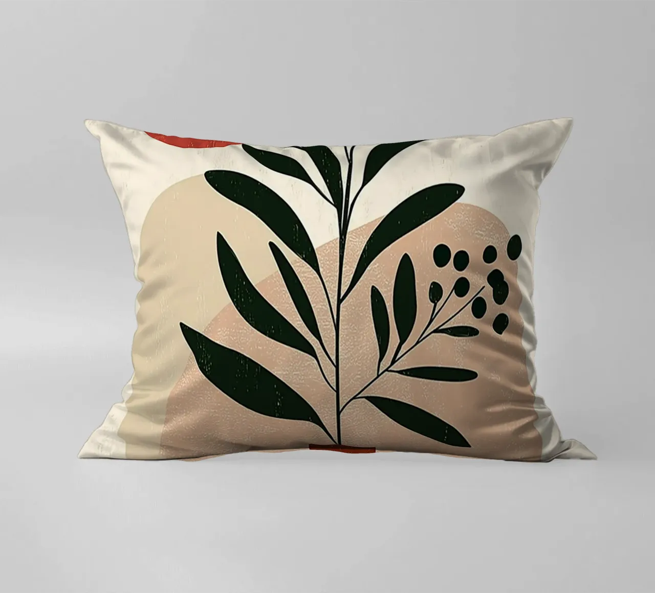 Boho botanico astratto - Toni della terra e sole rosso cuscino da vintagepod