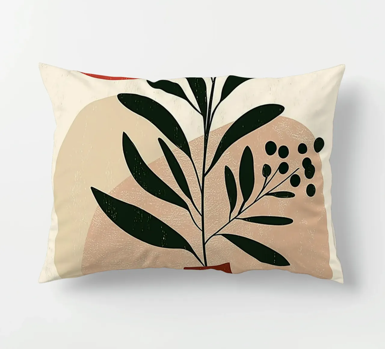 Boho botanico astratto - Toni della terra e sole rosso cuscino da vintagepod