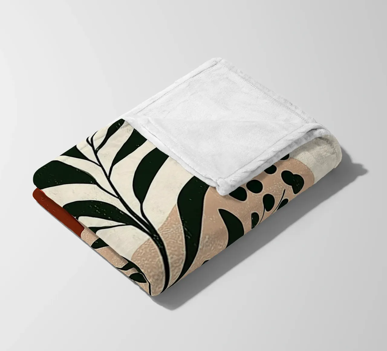 Boho botanico astratto - Toni della terra e sole rosso coperta in pile da vintagepod