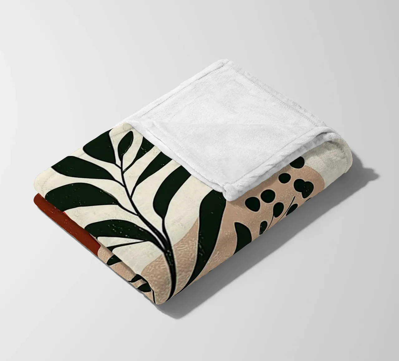 Boho botanico astratto - Toni della terra e sole rosso coperta in pile da vintagepod
