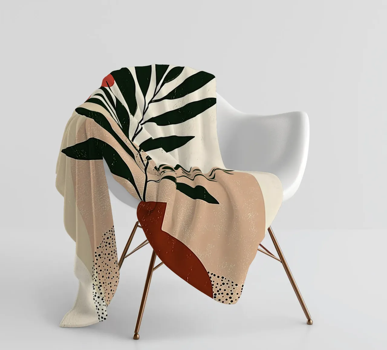 Boho botanico astratto - Toni della terra e sole rosso coperta in pile da vintagepod