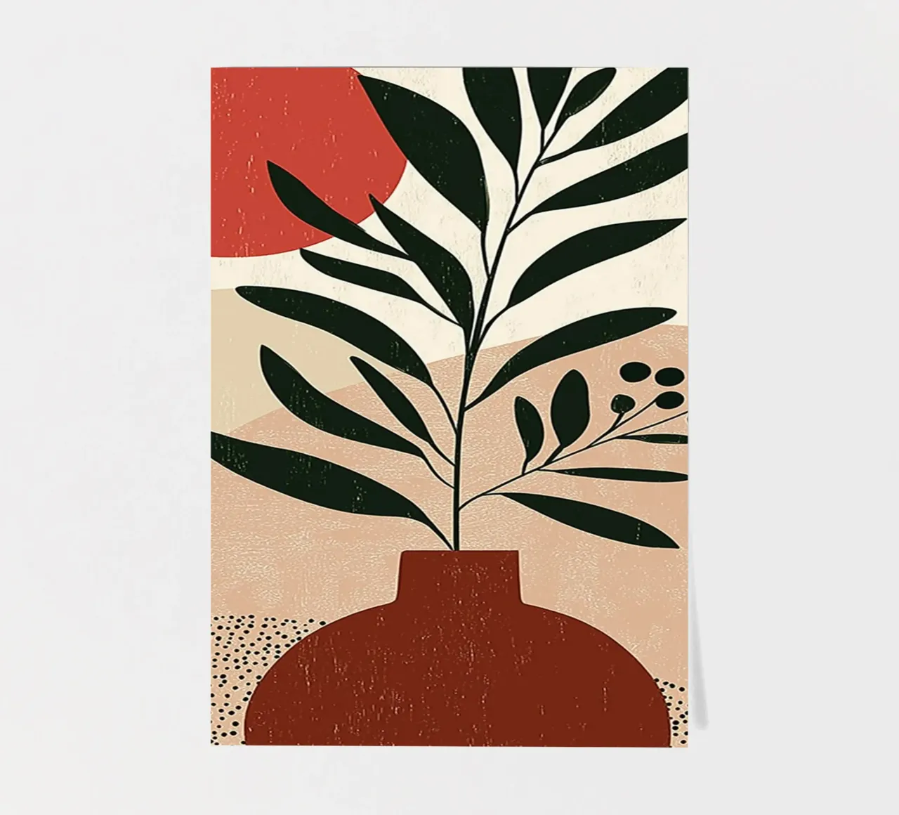 Boho botanico astratto - Toni della terra e sole rosso foglio adesivo da vintagepod