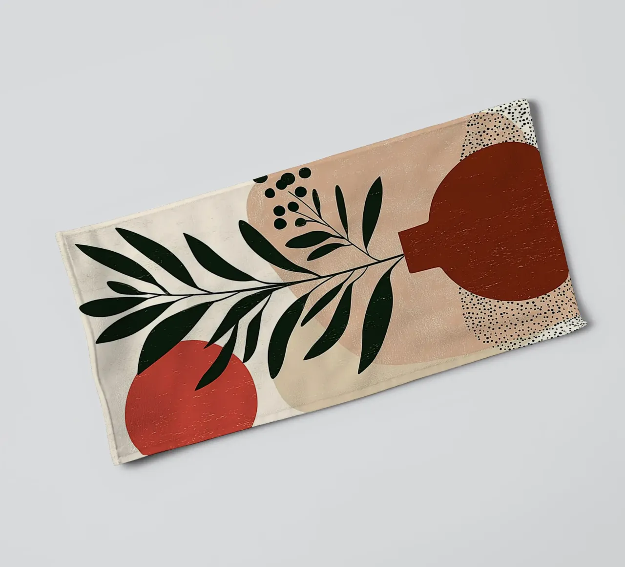 Boho Botanisch Abstract - Aardetinten & Rode Zon badhanddoek van vintagepod