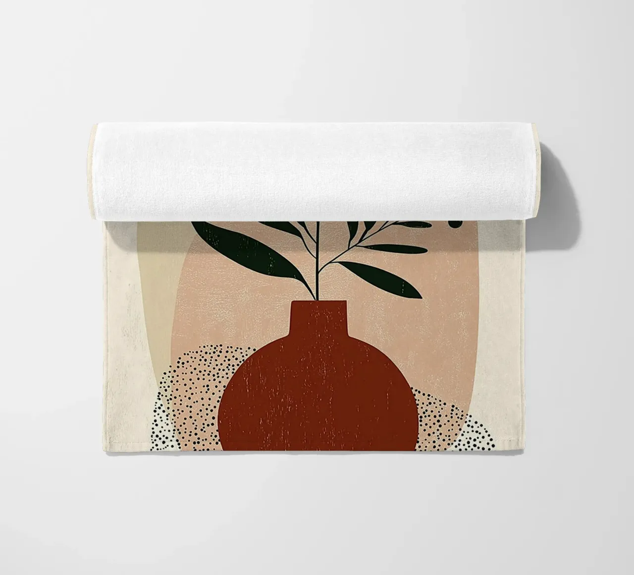 Boho botanico astratto - Toni della terra e sole rosso telo mare da vintagepod