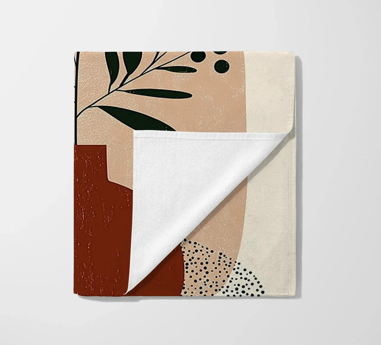 Boho botanico astratto - Toni della terra e sole rosso telo mare da vintagepod