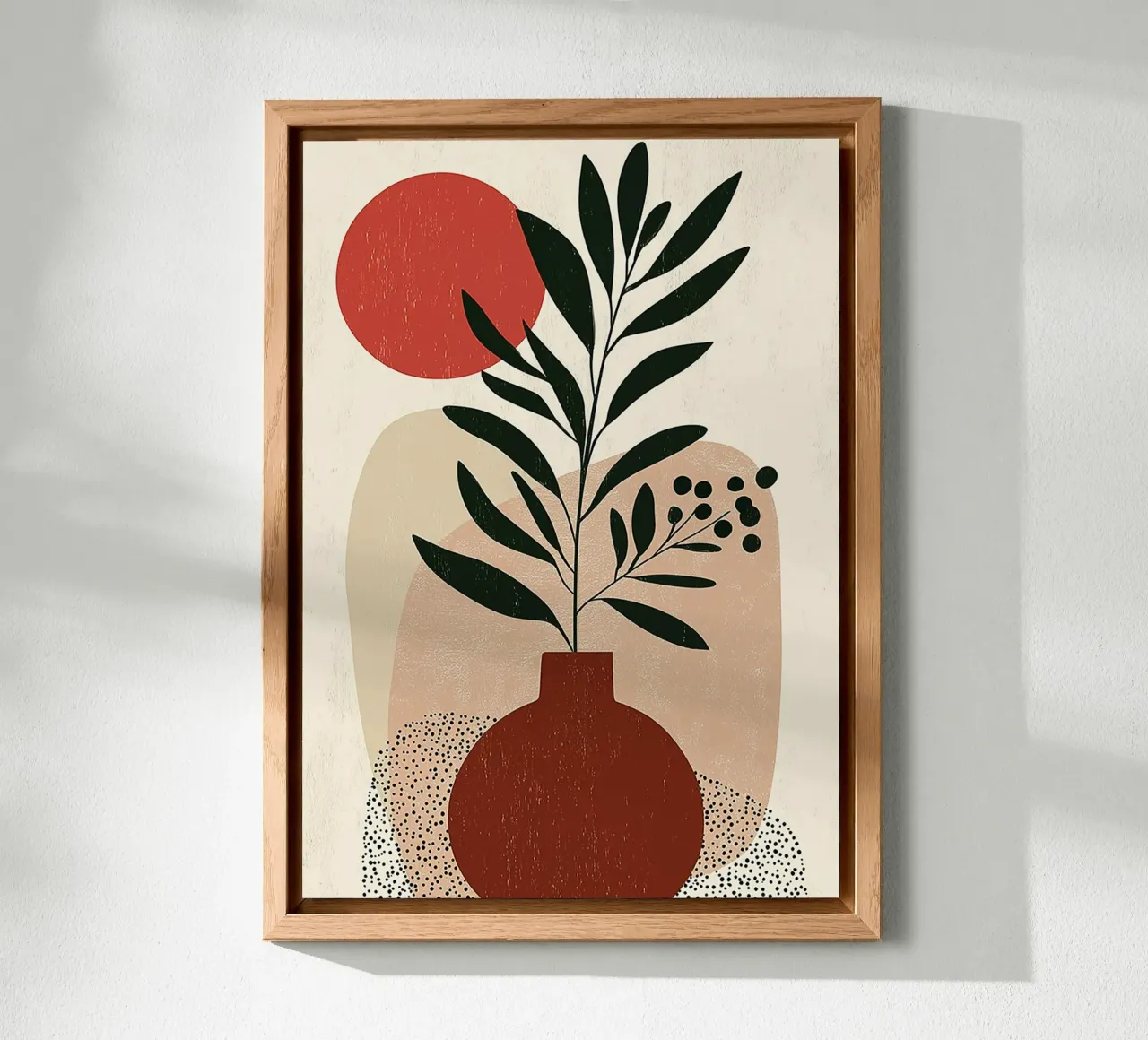 Boho botanico astratto - Toni della terra e sole rosso alluminio dibond da vintagepod