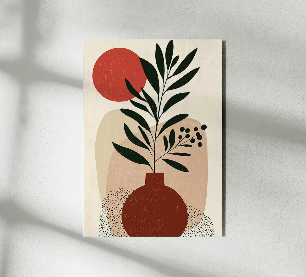 Boho botanico astratto - Toni della terra e sole rosso alluminio dibond da vintagepod