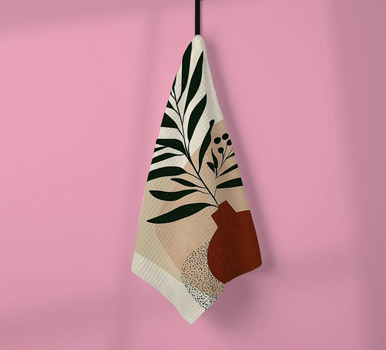 Boho Botanical Abstract - Erdtöne & rote Sonne Geschirrtuch von vintagepod