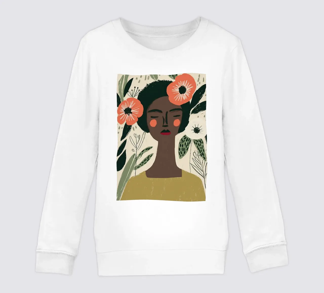 Ritratto floreale Boho - Donna serena e papaveri felpa bambino da vintagepod