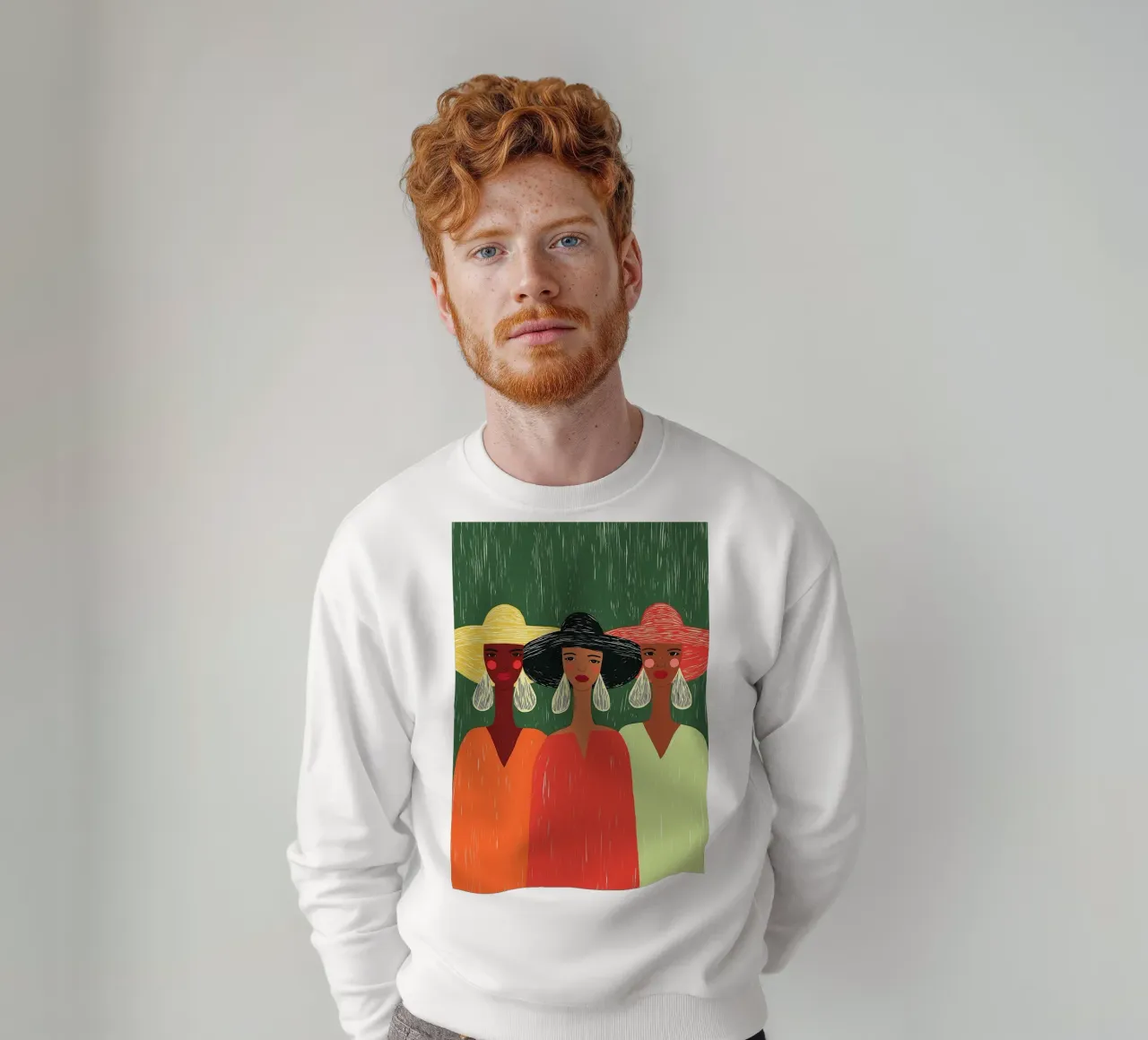 Tres mujeres con estilo - Sombreros atrevidos y boho chic sudadera de vintagepod