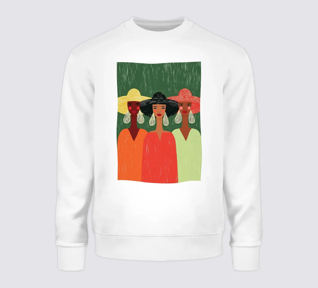 Tres mujeres con estilo - Sombreros atrevidos y boho chic sudadera de vintagepod