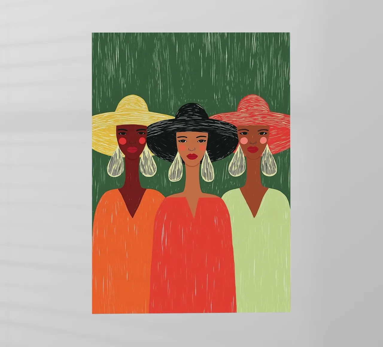 Tre donne alla moda - Cappelli audaci e Boho Chic pellicola backlit da vintagepod