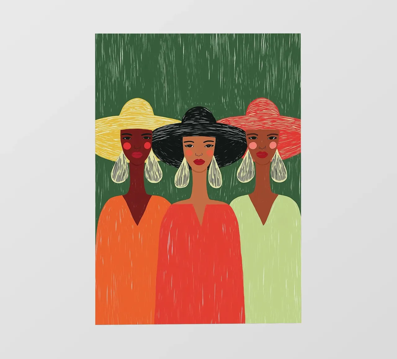 Tre donne alla moda - Cappelli audaci e Boho Chic pellicola backlit da vintagepod