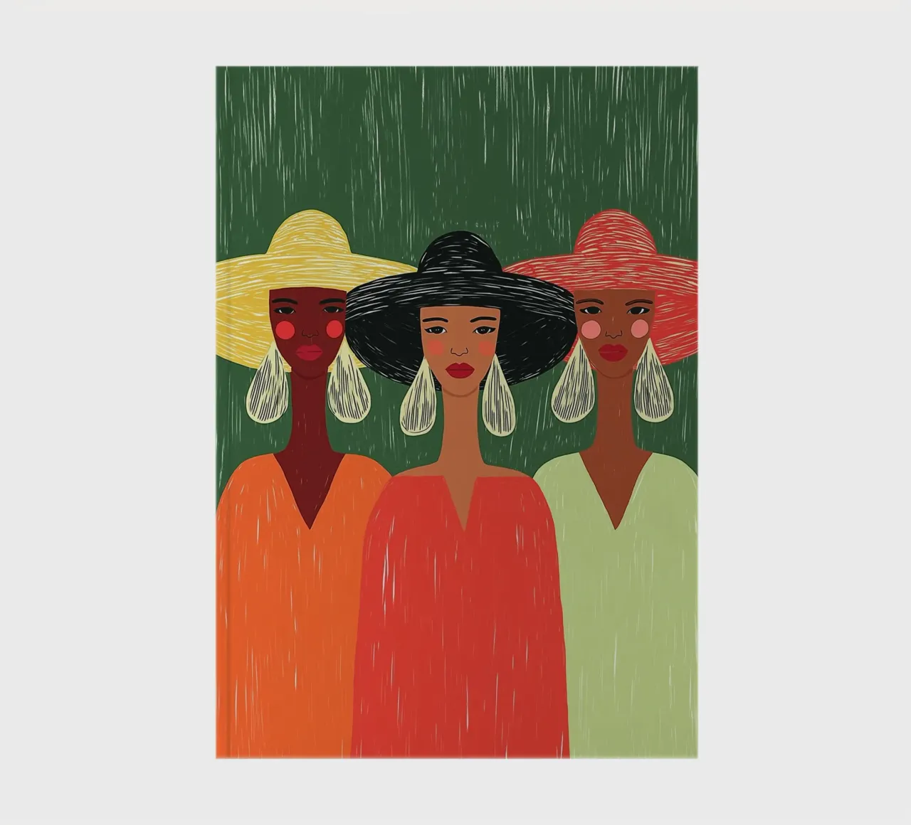 Tres mujeres con estilo - Sombreros atrevidos y boho chic cuaderno de vintagepod