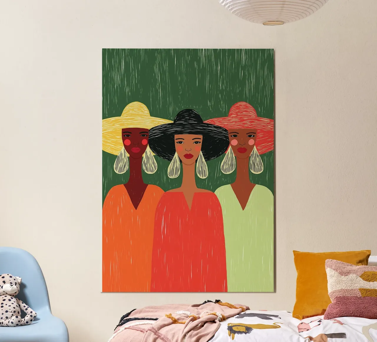 Tre donne alla moda - Cappelli audaci e Boho Chic poster da vintagepod