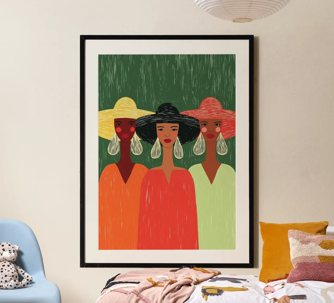 Tre donne alla moda - Cappelli audaci e Boho Chic poster da vintagepod