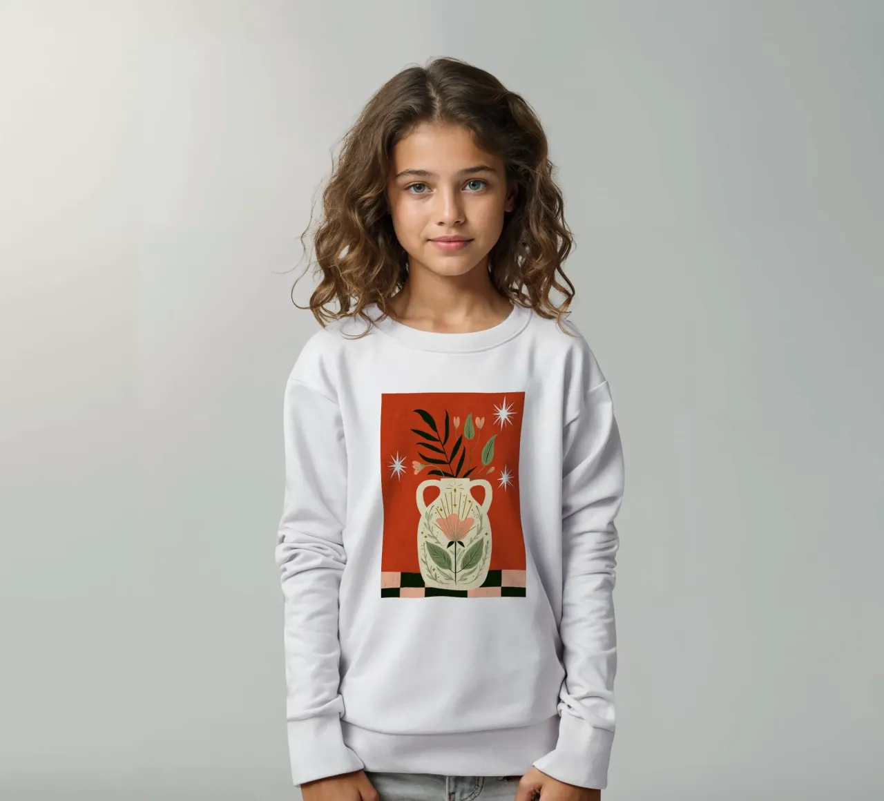 Jarrón Boho Folk Art - Estampado Botánico Mágico sudadera para niño de vintagepod