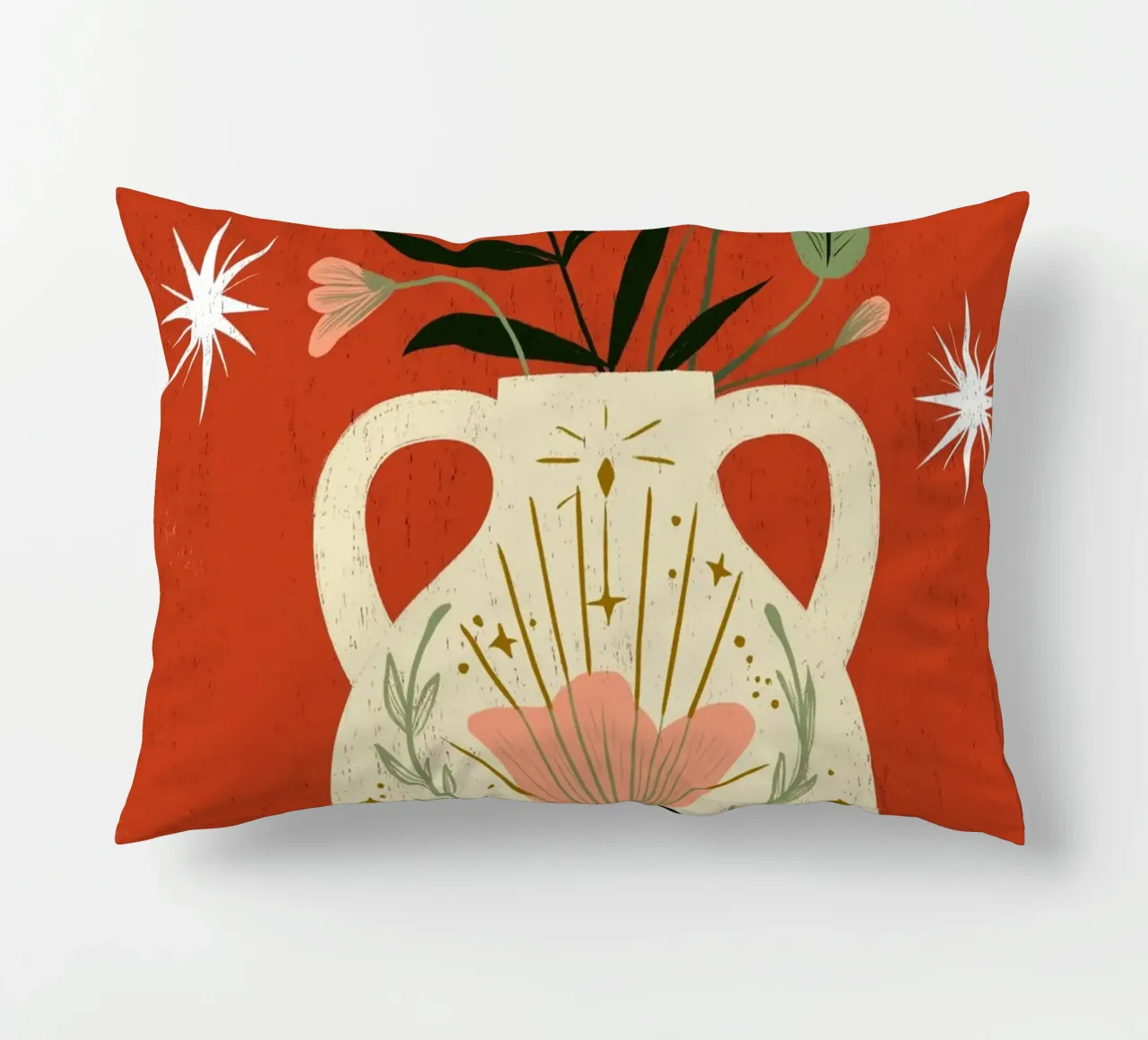 Boho Folk Art Vase - Magical Botanical Print decorative cushion by vintagepod