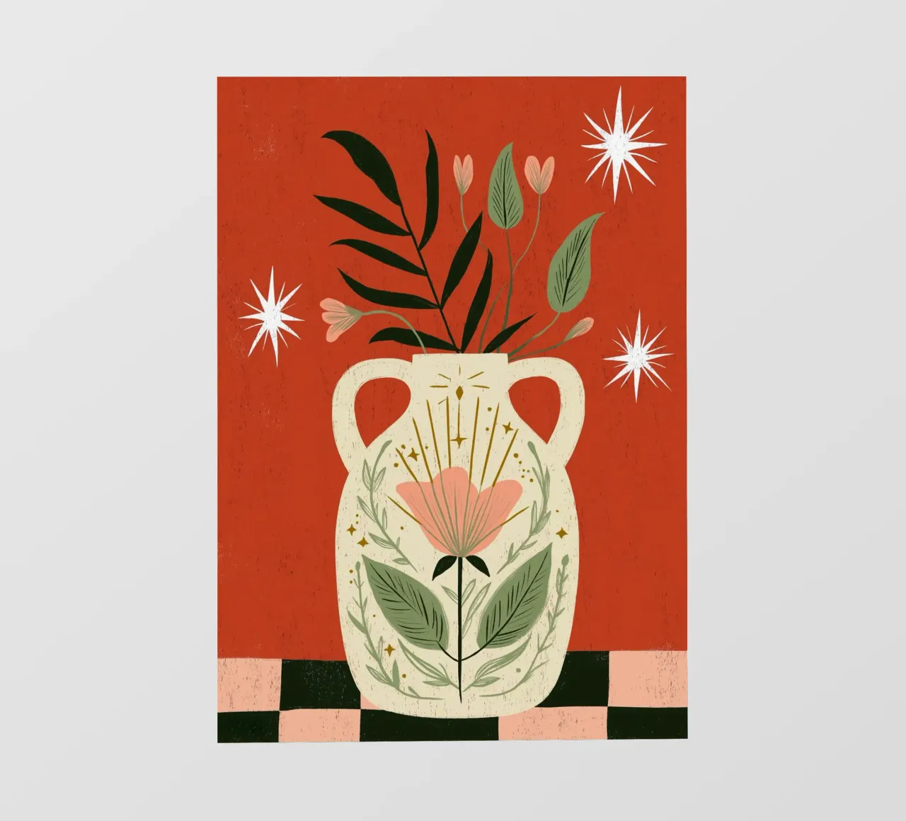 Jarrón Boho Folk Art - Estampado Botánico Mágico papel para pared de vintagepod