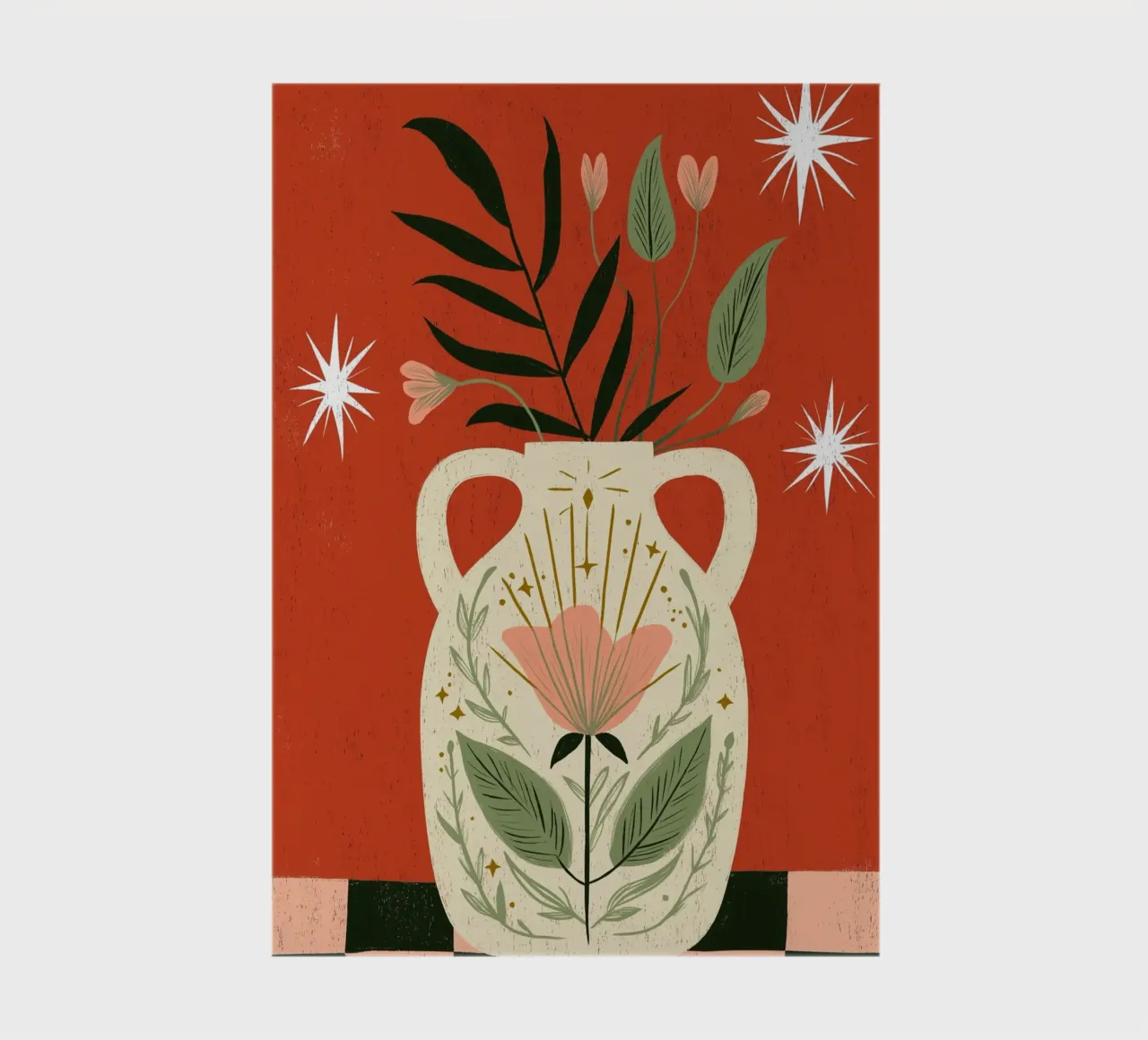 Boho Folk Art Vase - Magical Botanical Print notebook by vintagepod