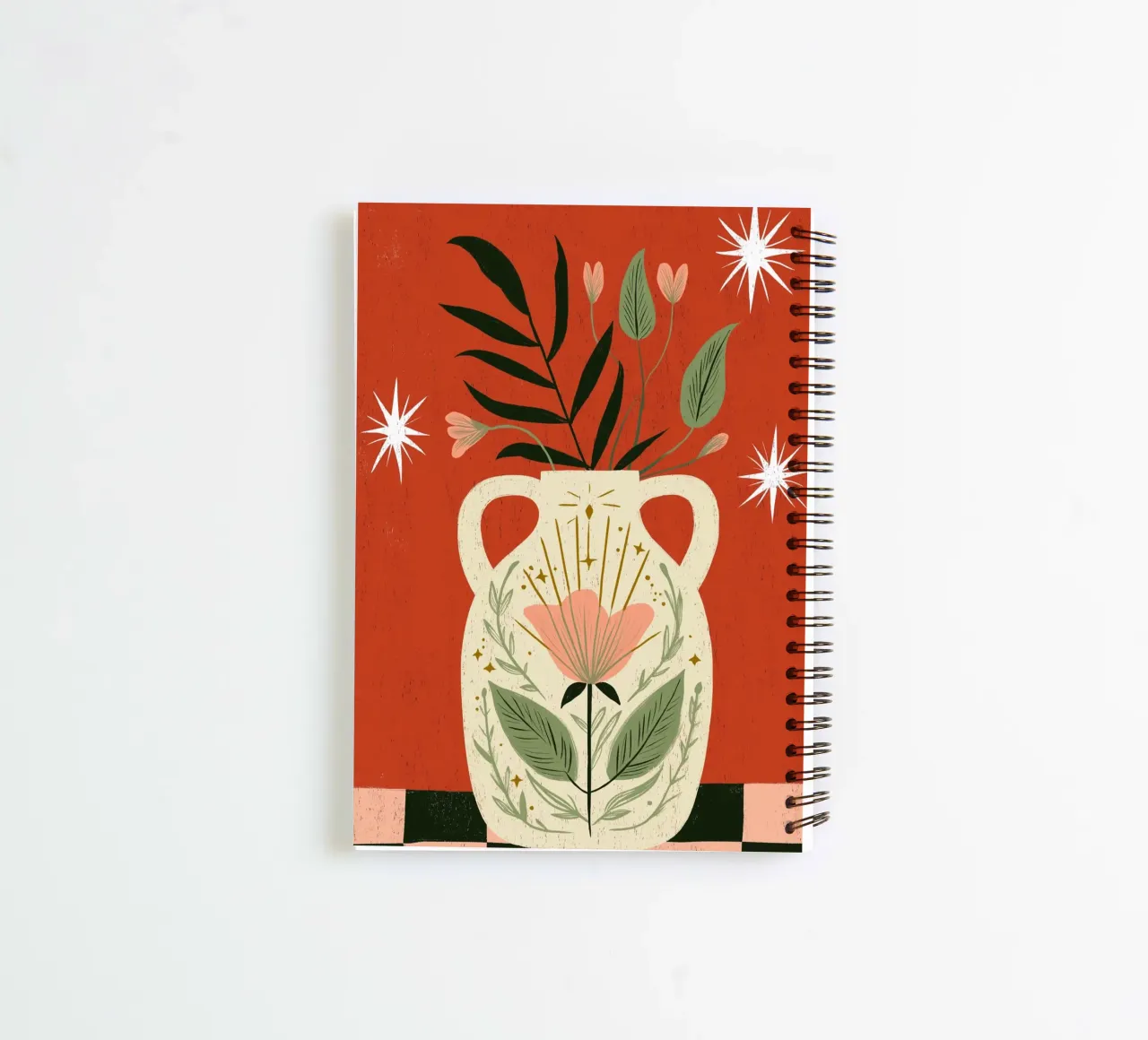 Boho Folk Art Vase - Magical Botanical Print spiral notebook by vintagepod