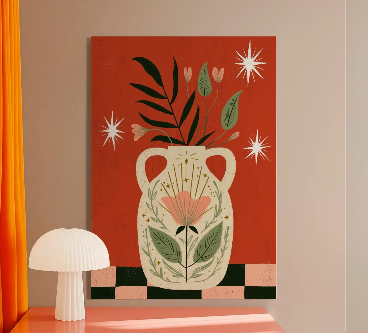 Jarrón Boho Folk Art - Estampado Botánico Mágico metacrilato de vintagepod