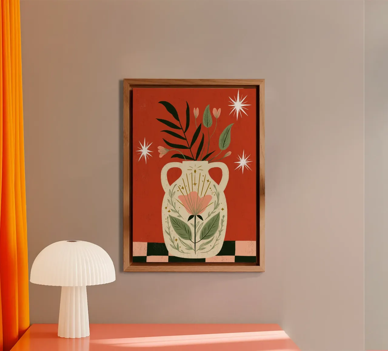Jarrón Boho Folk Art - Estampado Botánico Mágico aluminio dibond de vintagepod