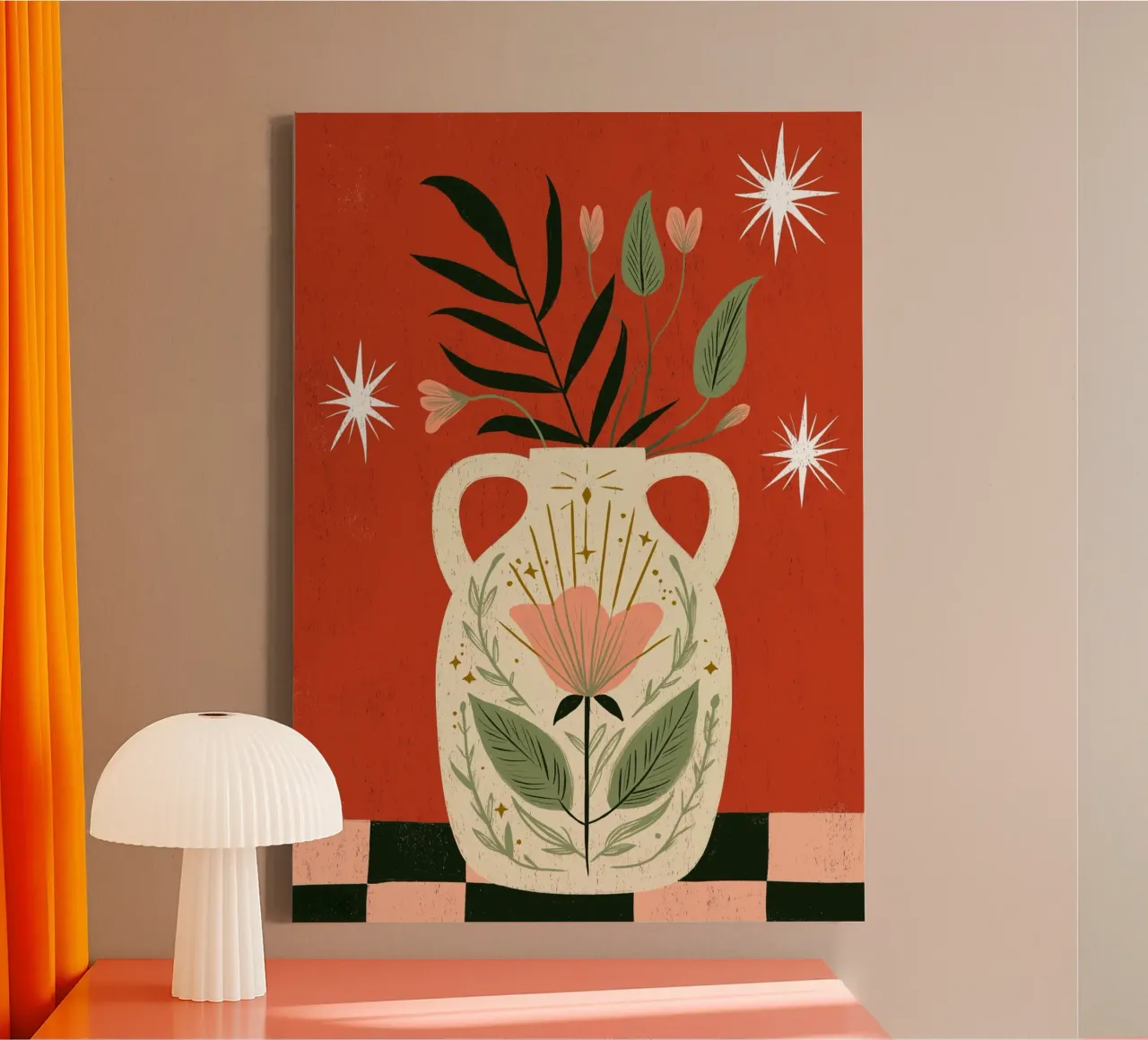 Boho Folk Art Vase - Magical Botanical Print canvas by vintagepod
