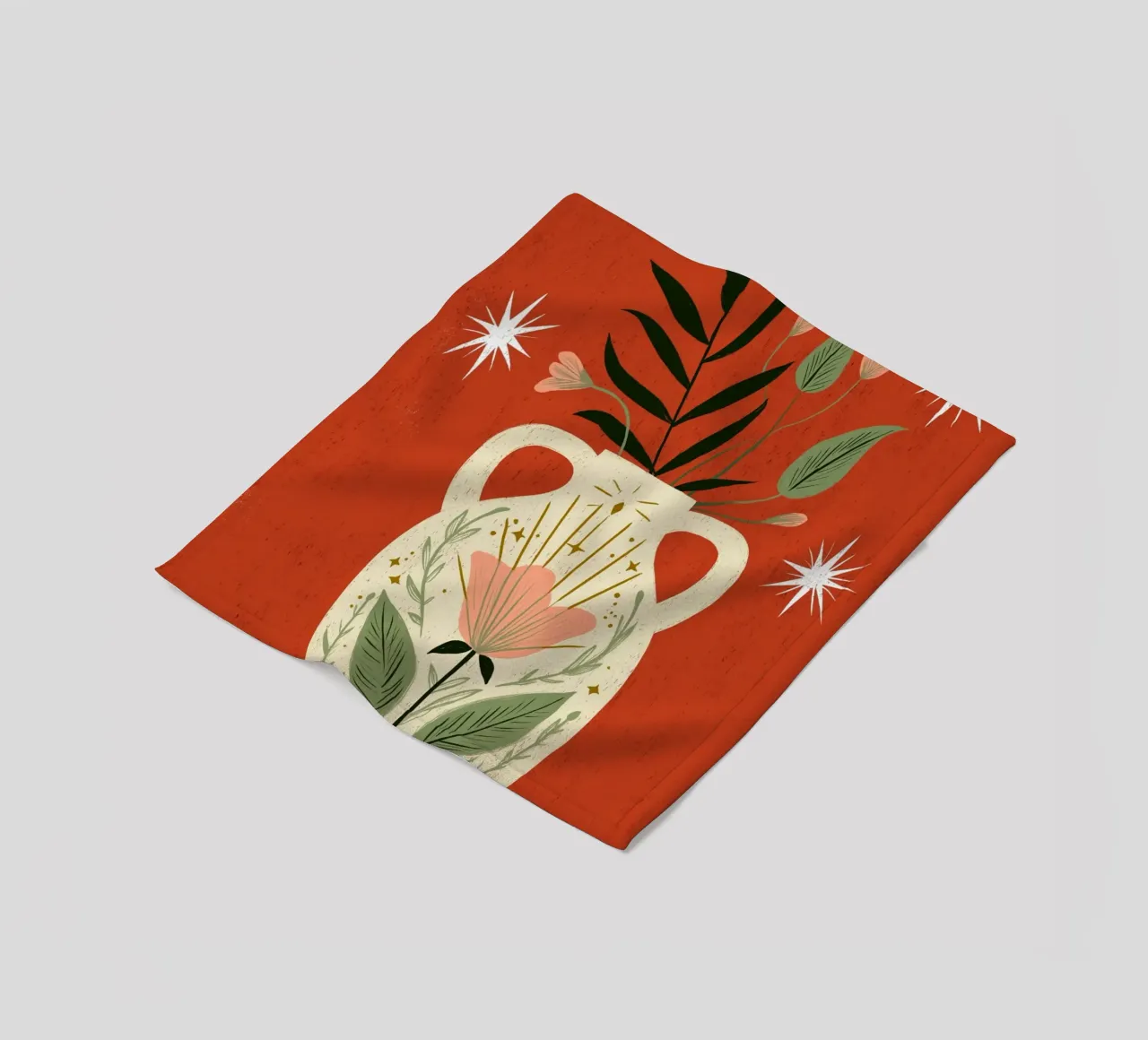 Boho Folk Art Vase - Magical Botanical Print fleece blanket by vintagepod
