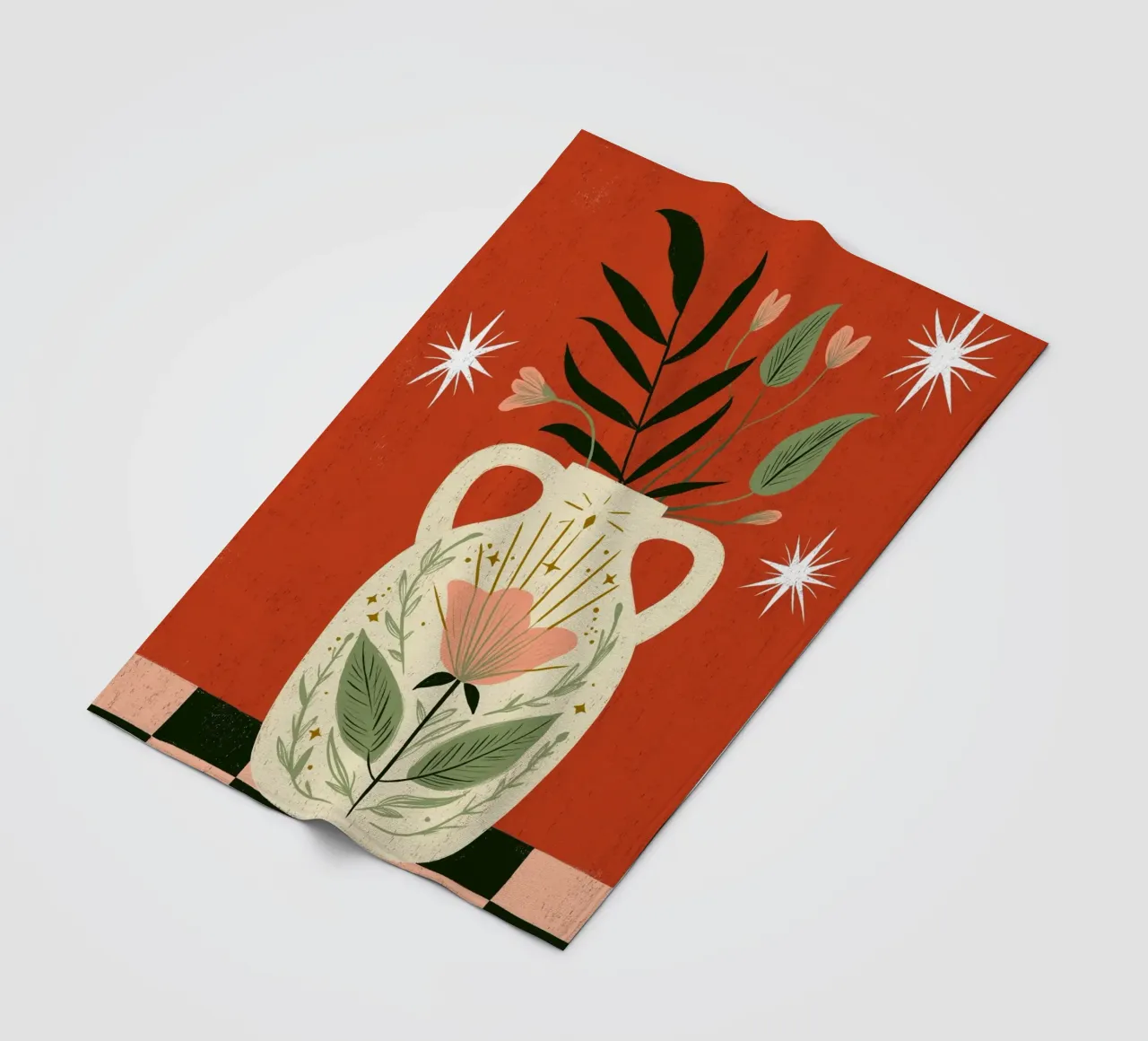 Boho Folk Art Vase - Magical Botanical Print fleece blanket by vintagepod