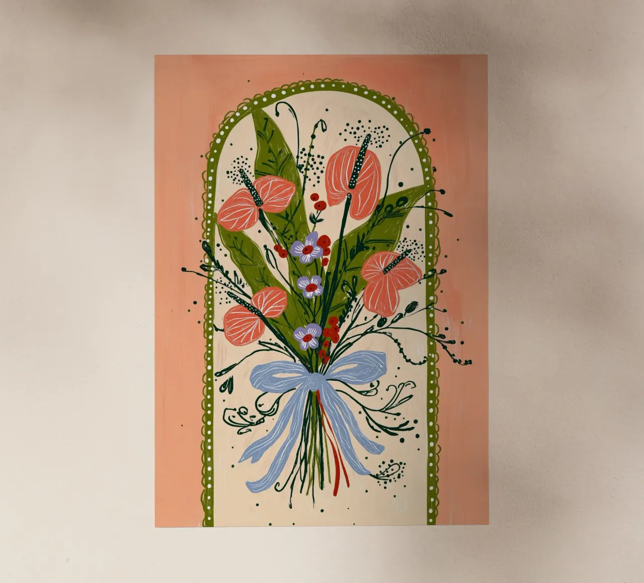 Bouquet di Anthurium Boho - Archway Floral Art pellicola backlit da vintagepod