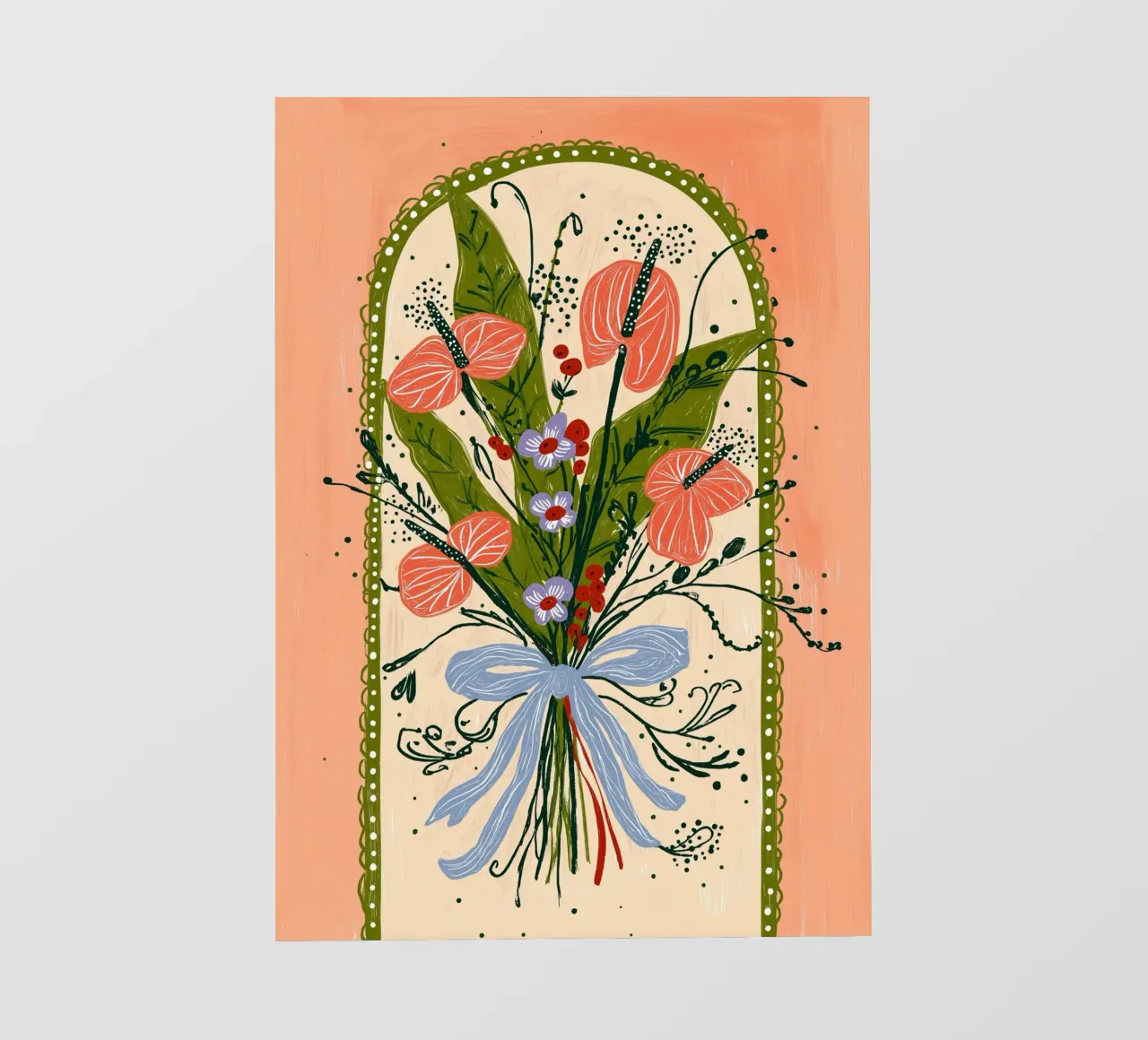Bouquet di Anthurium Boho - Archway Floral Art pellicola backlit da vintagepod