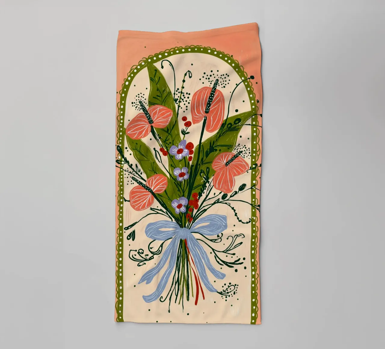 Bouquet di Anthurium Boho - Archway Floral Art asciugamano da bagno da vintagepod