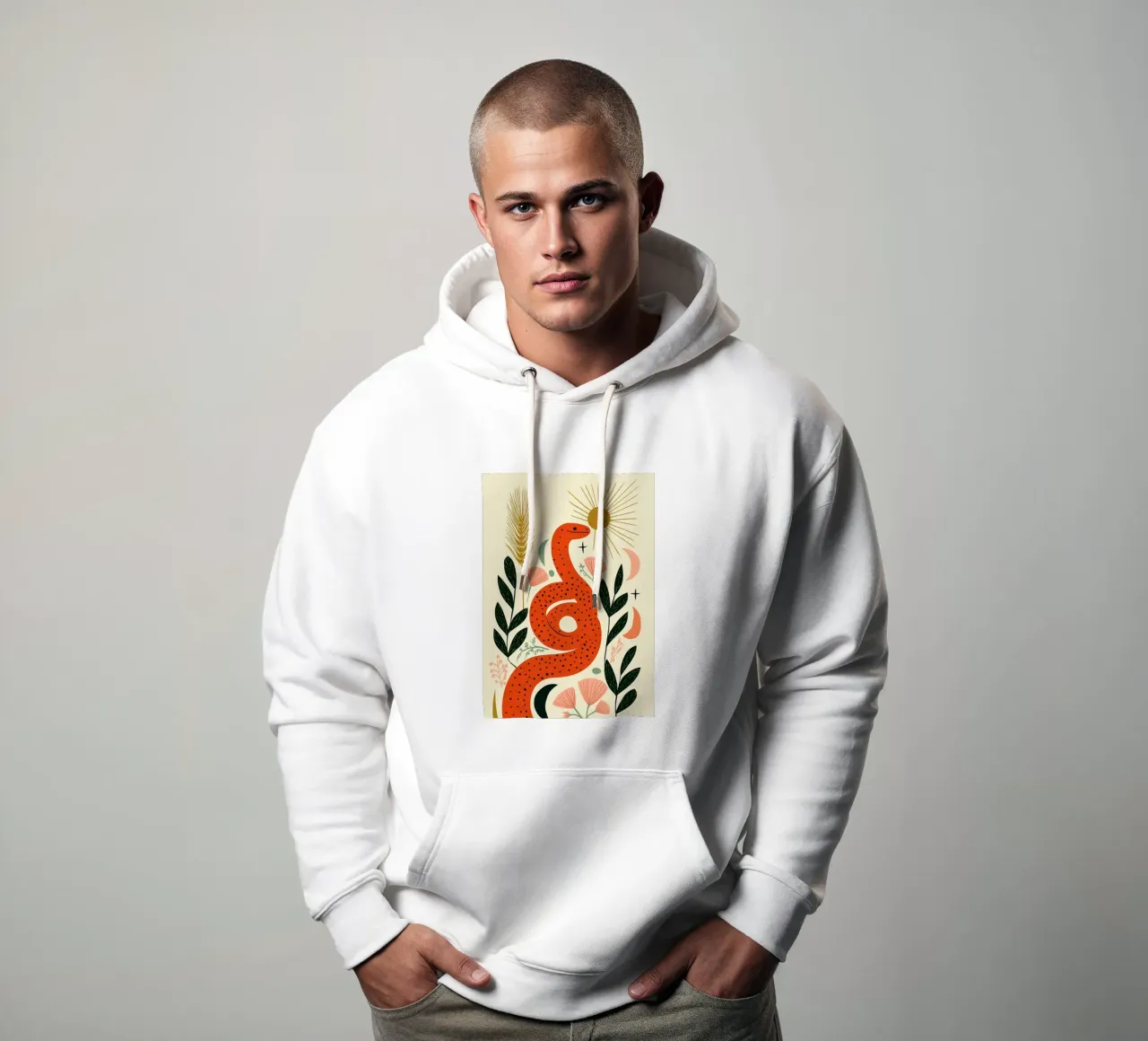 Boho Snake & Sun - Mystical Desert Botanical Art hoodie by vintagepod