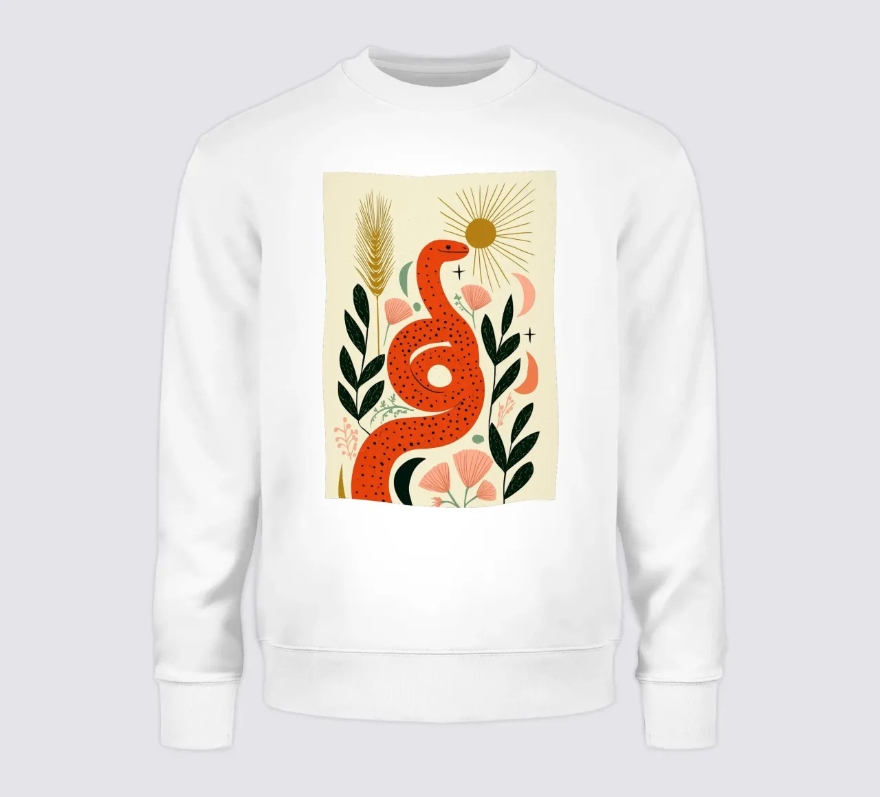 Boho Snake & Sun - Mystical Desert Botanical Art sweatshirt by vintagepod