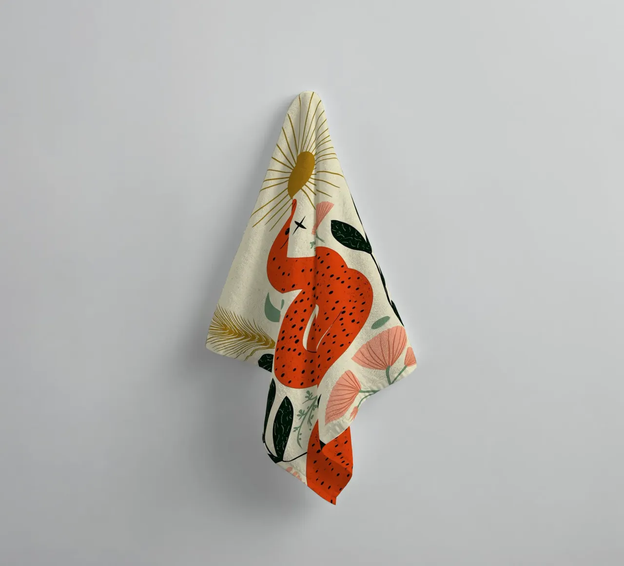 Boho Snake & Sun - Mystical Desert Botanical Art towel by vintagepod