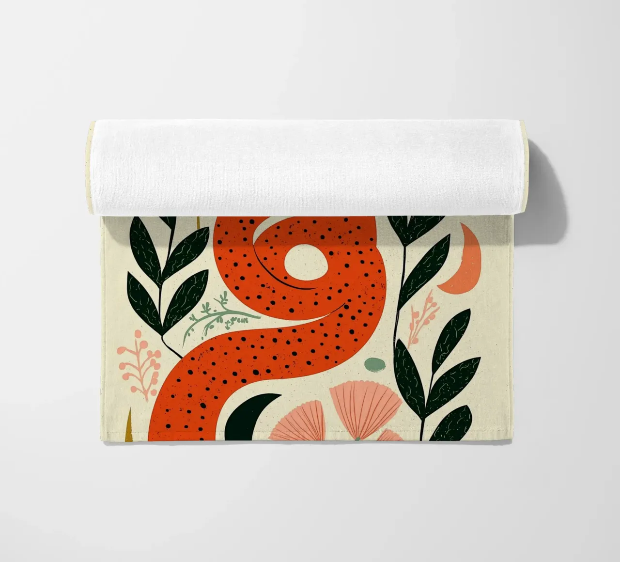 Boho Snake & Sun - Mystical Desert Botanical Art beach towel by vintagepod