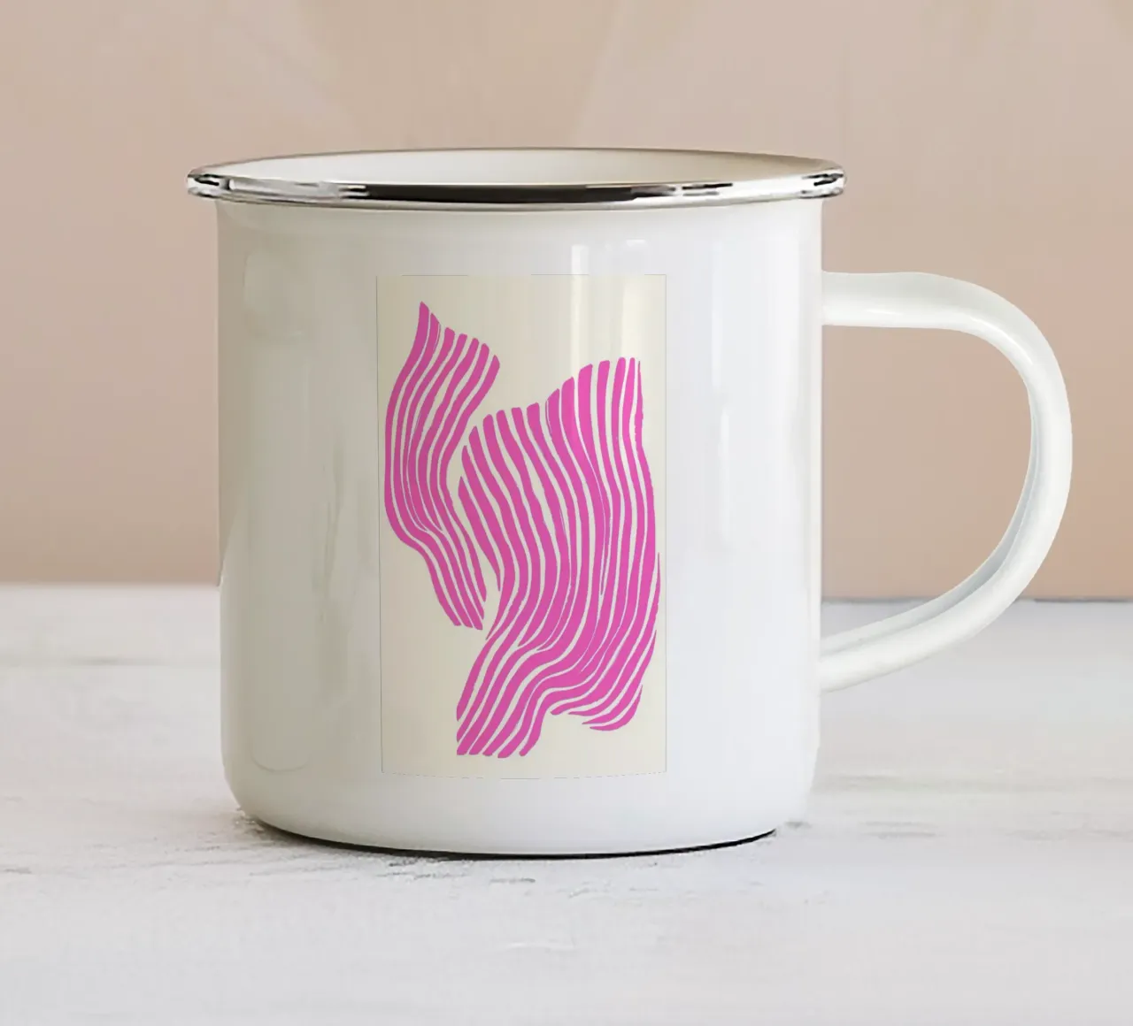 Onde astratte rosa vibranti - Pattern art moderno tazza in smalto da vintagepod