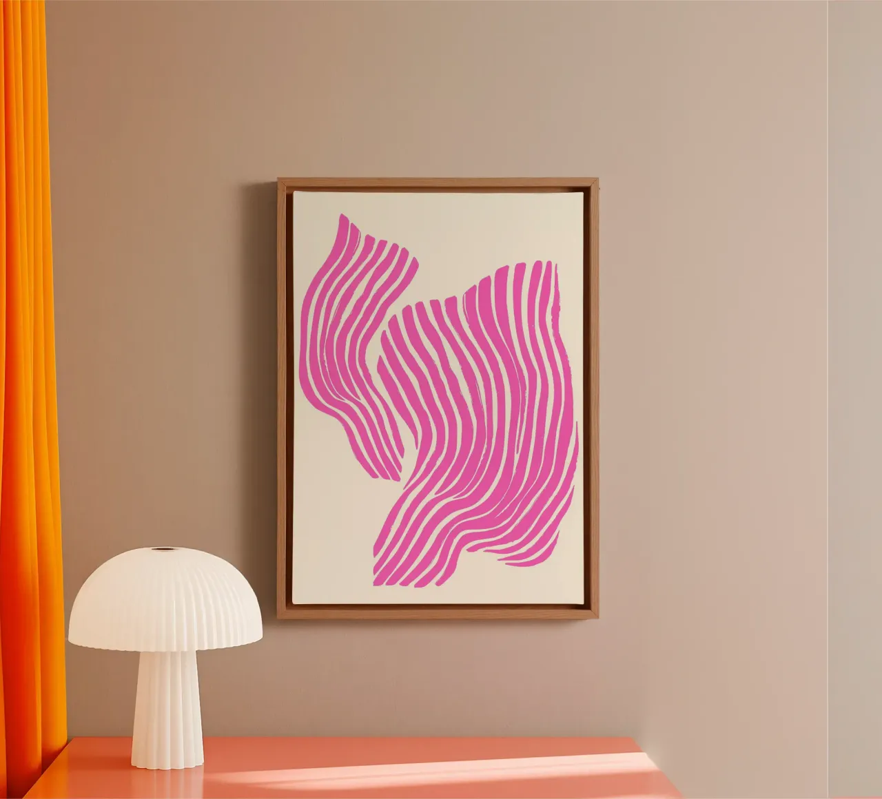 Vibrant Pink Abstract Waves - Modern Pattern Art canvas with Floater frame by vintagepod