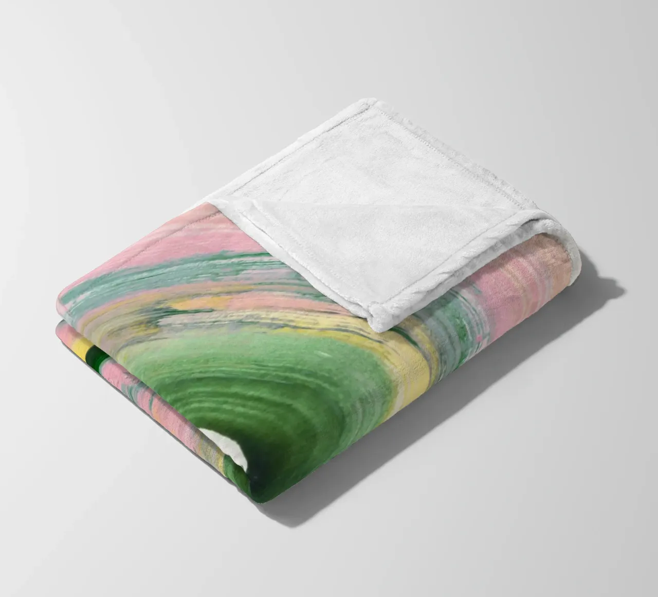 Volteggi astratti in pastello - Pennellate moderne verdi e rosa coperta in pile da vintagepod