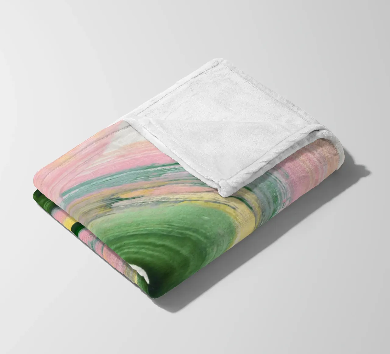 Volteggi astratti in pastello - Pennellate moderne verdi e rosa coperta in pile da vintagepod