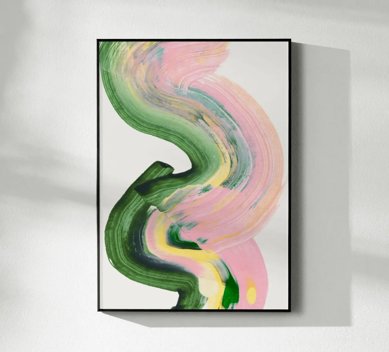 Volteggi astratti in pastello - Pennellate moderne verdi e rosa plexiglass da vintagepod