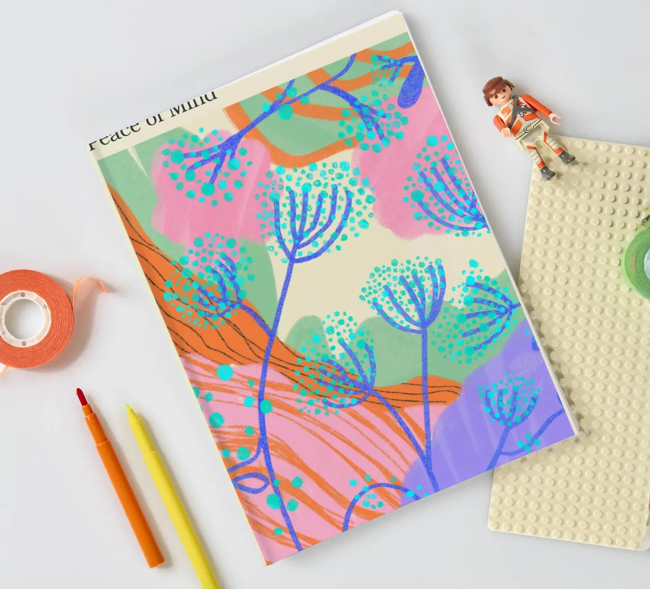 "Peace of Mind" - Abstract Botanical Serenity notebook by vintagepod