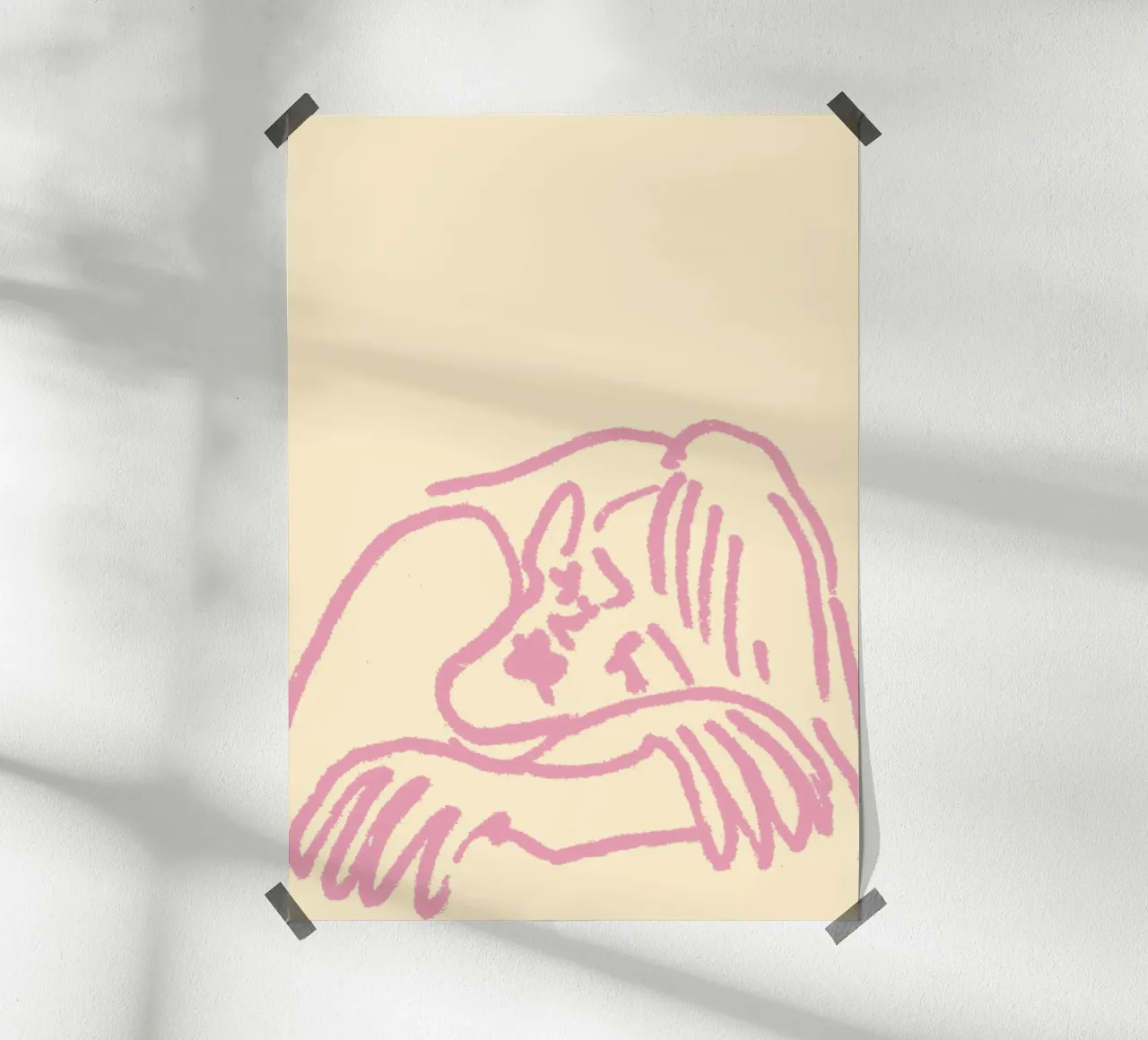 Minimalistische rosa Umarmung - Abstrakte Linienkunst Poster von vintagepod