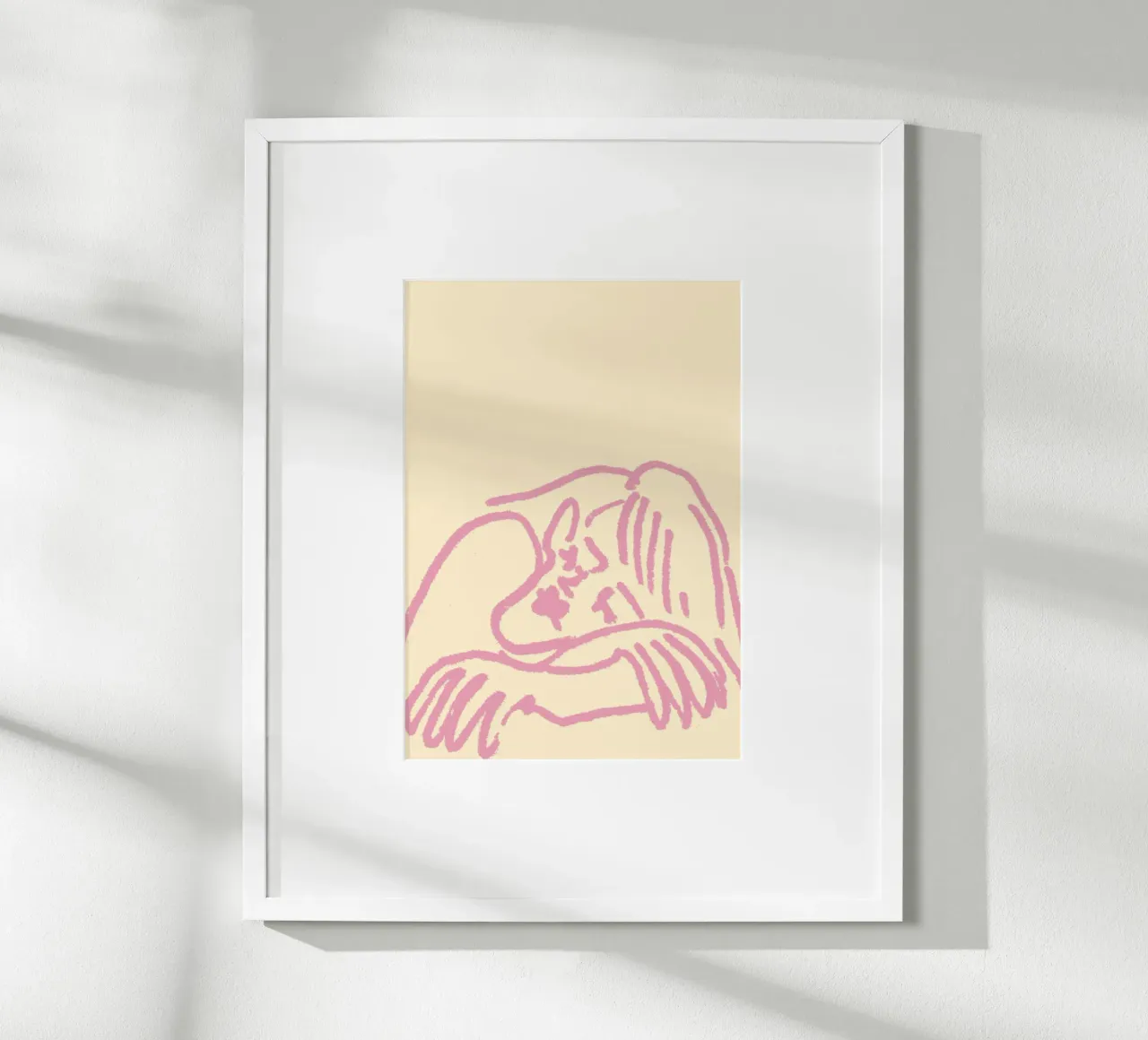Minimalistische rosa Umarmung - Abstrakte Linienkunst Poster von vintagepod