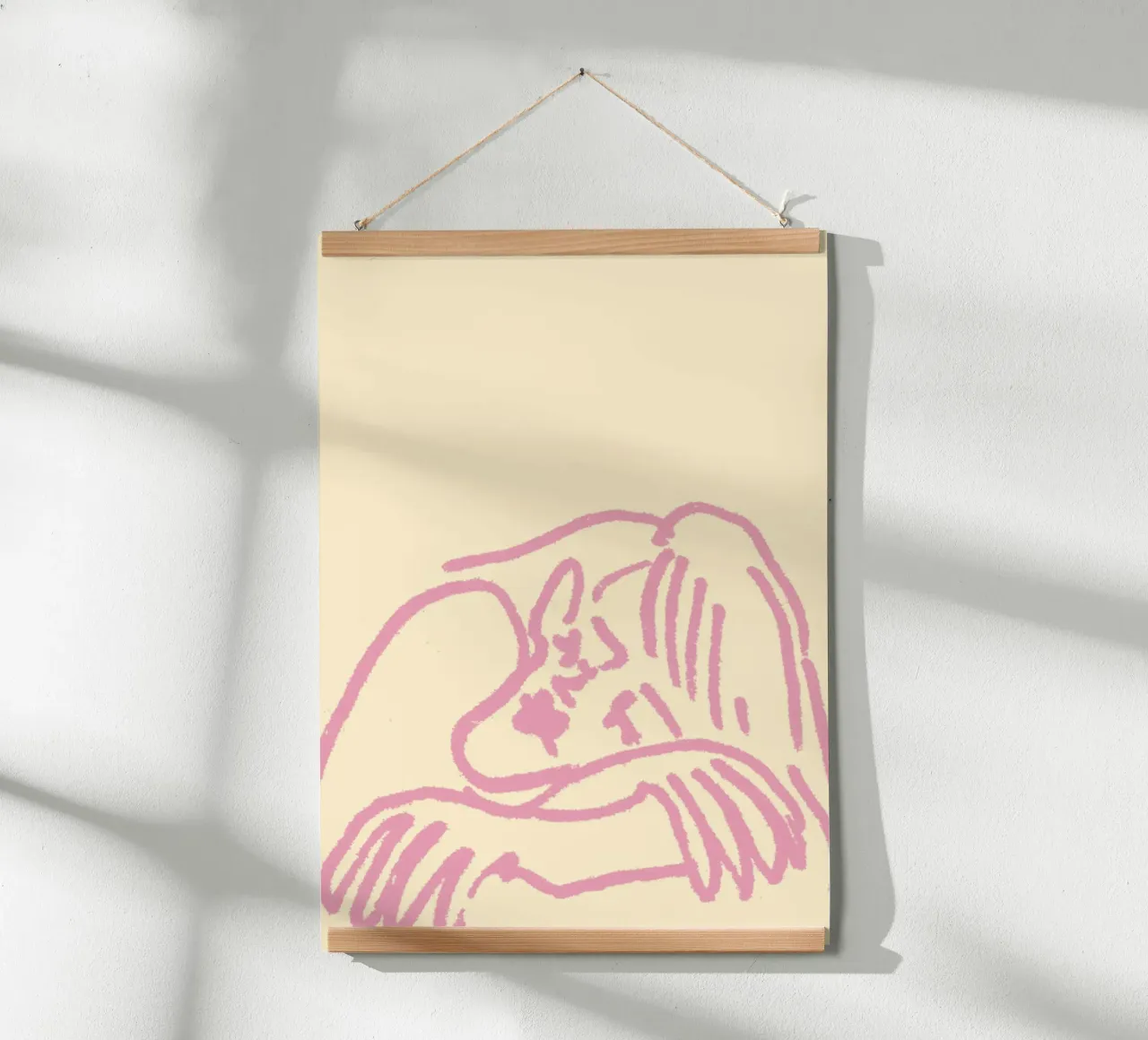 Minimalistische rosa Umarmung - Abstrakte Linienkunst Poster von vintagepod