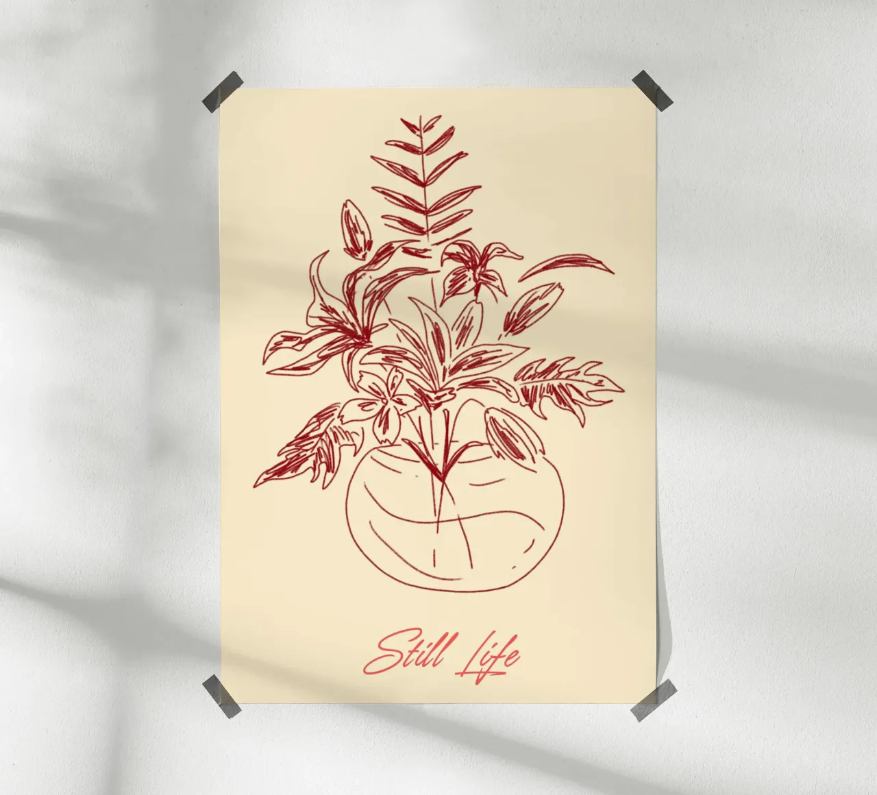 "Natura morta" - Line art astratta floreale poster da vintagepod