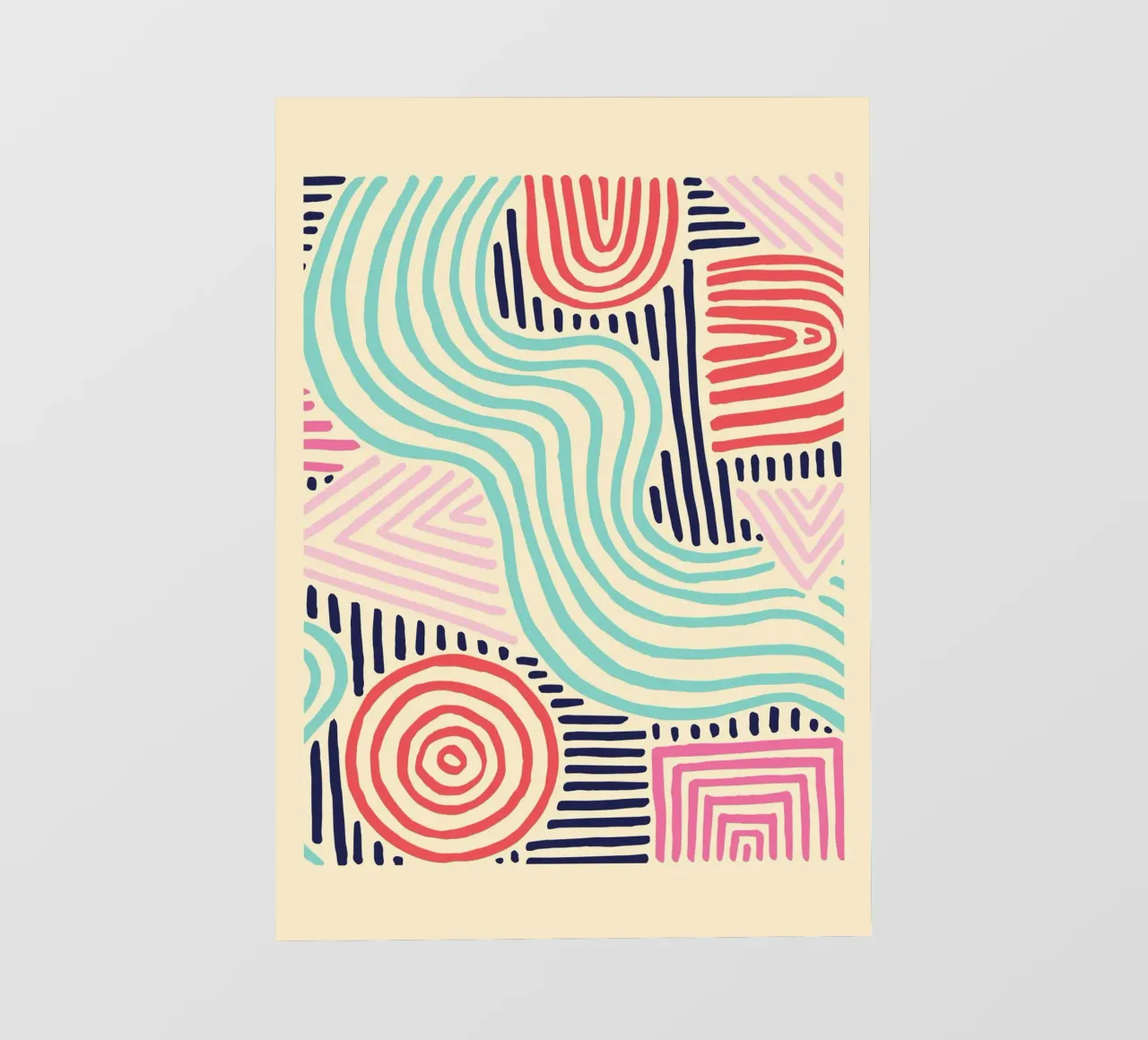 Motivi tribali astratti - Linee colorate Boho telo in pvc da vintagepod